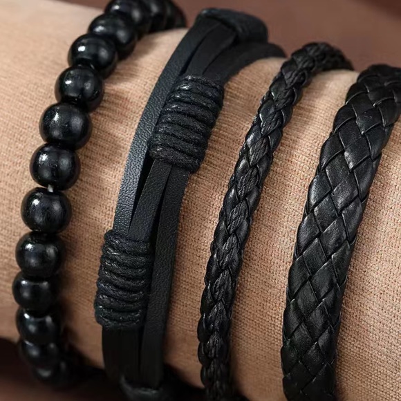 Set a four leather and Wood bracelets - Picture 10 of 10